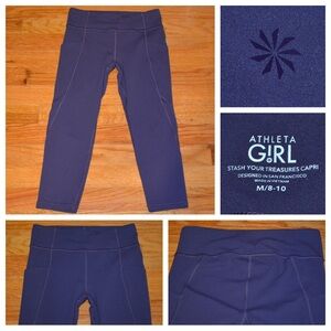 Youth girls Athleta Girl athletic capri leggings, size M 8-10
